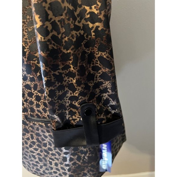 Nygard Jacket M Medium Black Brown Gold Animal Print Rolled Cuff Lightweight NWT - Picture 9 of 12